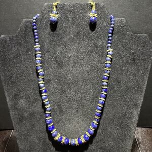 Stauer Lapis Lazuli Egyptian Revival Necklace and Earrings set Pouch